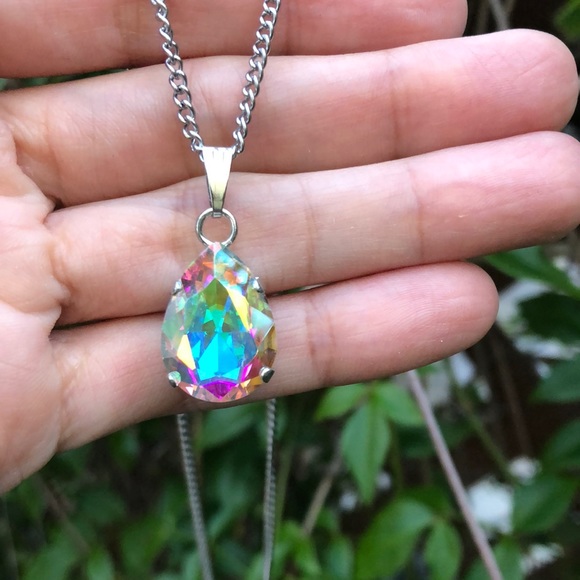 Jewelry - Aurora Borealis Pear Crystal Necklace